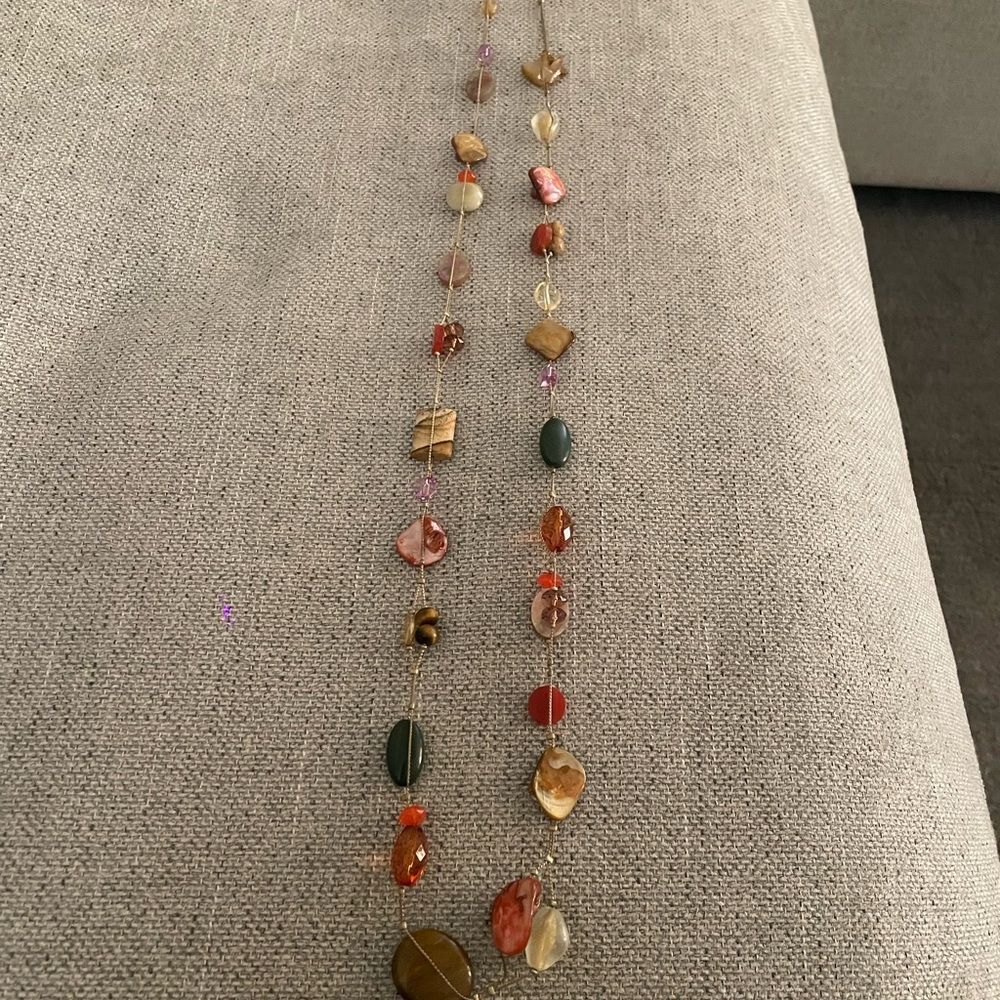 Lia Sophia Brown and Tan Necklace with Natural Stones